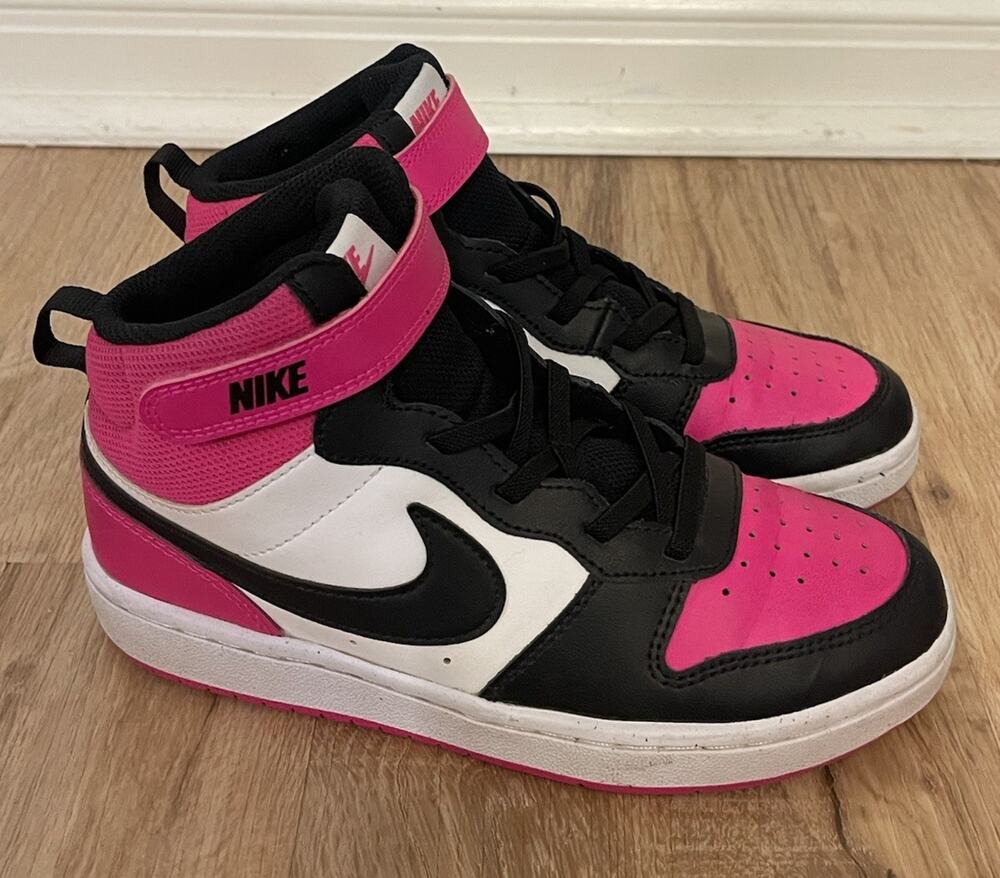 Nike Court Borough Mid 2 PSV Fierce Hot Pink Black Kids Size 3Y